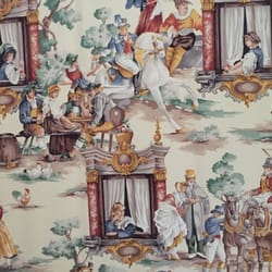 La Ferme de la Sensée - Détail de la tapisserie au dessus du lit