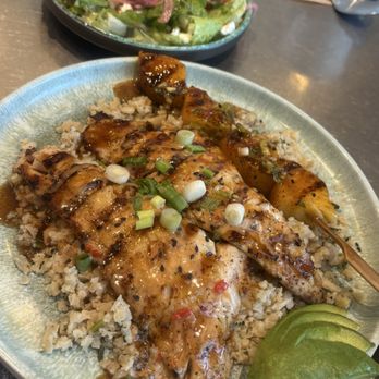 California Fish Grill - Teriyaki rock fish with pineapple skewer - Seafood Near Me - El Cajon, California