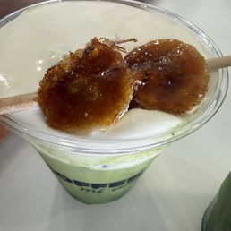 , crème brûlée banana Matcha , crème brûlée banana Matcha
