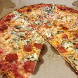 Russo's Pizza Den - Half pepperoni half mushroom.