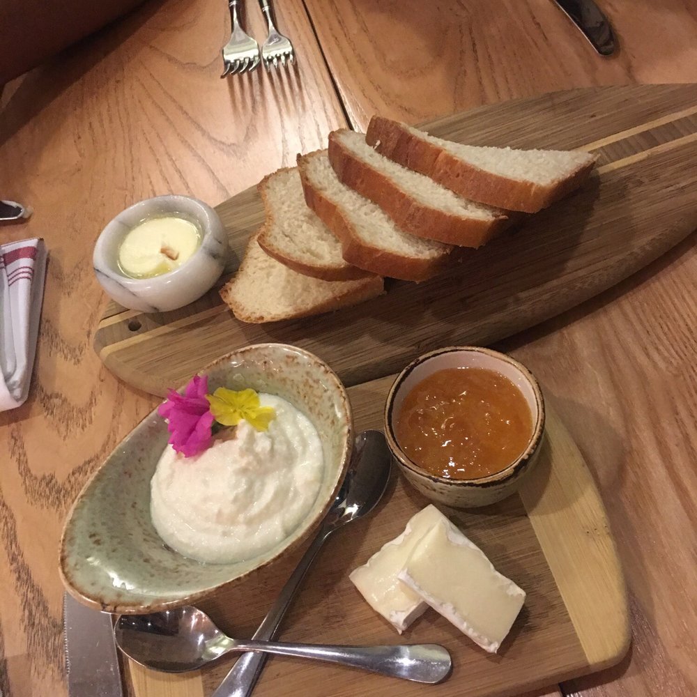 22 Square Restaurant - Bread with ricotta, jam, brie, and butter. - American Near Me - Savannah, Georgia