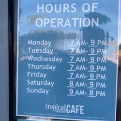 Hours of operation.
