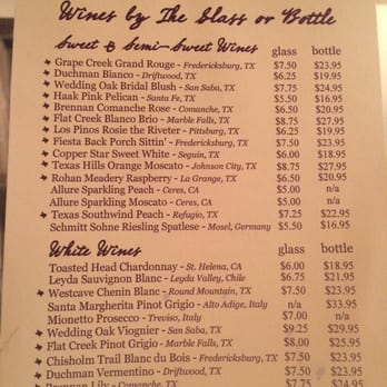 The Grapevine - Only part of the wine list - Beer Gardens Near Me - New Braunfels, Texas