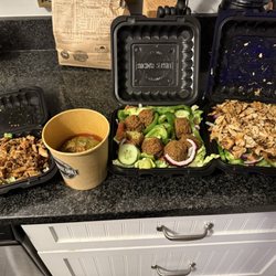 Bucharest Grill - Chicken shawarma salad, falafel, stuffed peppers, chicken bites