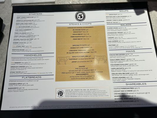 Menu photo 2 Five Steakhouse Plymouth, MI Menu photo 2 Five Steakhouse Plymouth, MI