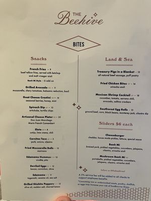Menu photo 5 The Beehive San Francisco, CA