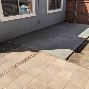 Monroe Masonry - New concrete patio from new paver storage shed pad. - Masonry/Concrete Near Me Monroe Masonry - New concrete patio from new paver storage shed pad. - Masonry/Concrete Near Me