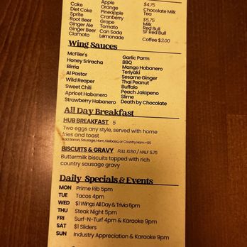 The Hub Bar & Restaurant - Menu - Bars Near Me - Centralia, Washington