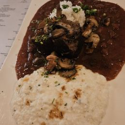 Short ribs with cheesy grits and red beans and rice - so good