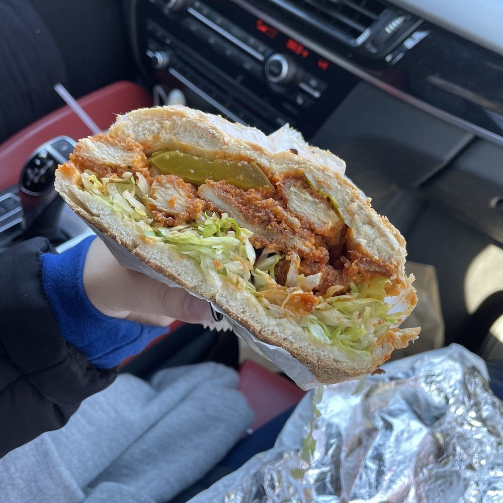 Local Hops - Buffalo chicken sandwich with pickles - Burgers Near Me - Forest Hills, New York Local Hops - Buffalo chicken sandwich with pickles - Burgers Near Me - Forest Hills, New York