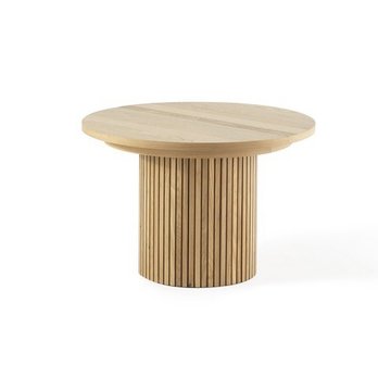 Mor Furniture for Less - Phoenix - Transformer Round to Oval Dining Table set in Scandinavian wood. Dining table adjust for 4 and up to 12 people. - Furniture Stores Near Me - Phoenix, Arizona