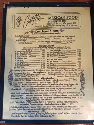 Menu photo 7 Castillo's Mexican Restaurant Mariposa, CA
