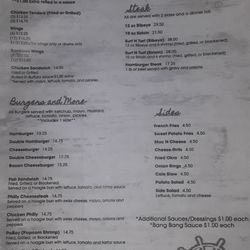 Outriggers Seafood and Grill - Menu 3/8/25 chicken, burgers, sandwiches, poboys, steak, sides