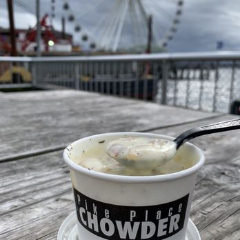 Pike Place Chowder - Pacific Place - 8oz. New England Clam Chowder - Seafood Near Me - Seattle, Washington Pike Place Chowder - Pacific Place - 8oz. New England Clam Chowder - Seafood Near Me - Seattle, Washington