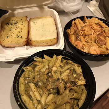 Pastability's - Clockwise: Reg & cheesy garlic bread, Pastability Cajun Special, custom bowl (Basil Pesto, Blackened Chicken & Mushrooms) - Italian Near Me - Salinas, California Pastability's - Clockwise: Reg & cheesy garlic bread, Pastability Cajun Special, custom bowl (Basil Pesto, Blackened Chicken & Mushrooms) - Italian Near Me - Salinas, California
