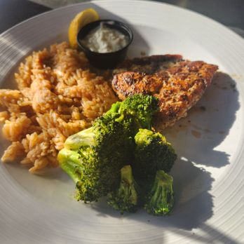Riverside Johnny’s - Blackened Grouper with Cajun rice and broccoli - American Near Me - Daytona Beach, Florida Riverside Johnny’s - Blackened Grouper with Cajun rice and broccoli - American Near Me - Daytona Beach, Florida