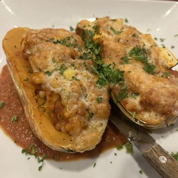Murdock's On the Green - Delicata squash stuffed with couscous and veggies - American Near Me - Cavendish, Vermont