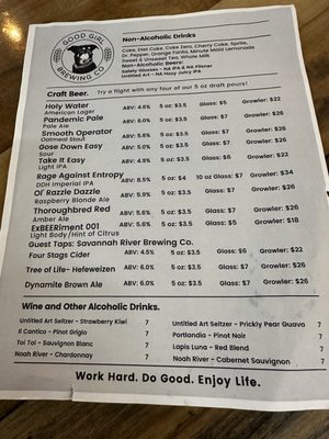 Menu photo 5 Good Girl Brewing Co Aiken, SC
