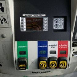 Arco - The gas pumps will only allow you to use a debit card and then there is a required charge to use the debit card.