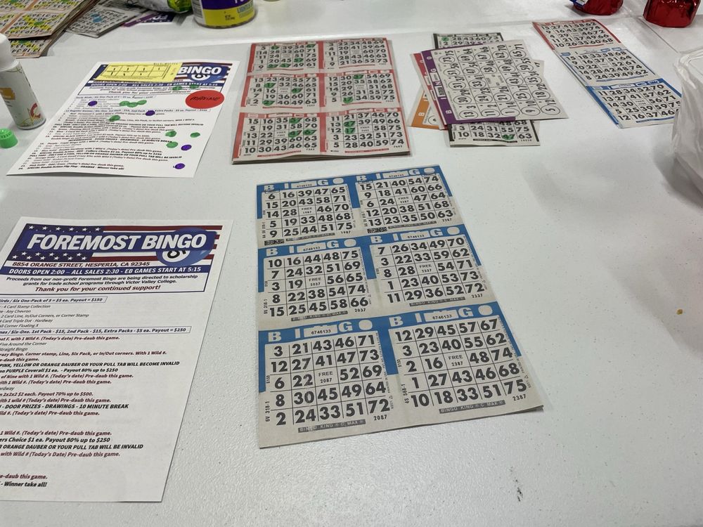 FOREMOST BINGO Updated October 2024 8854 Orange St, Hesperia