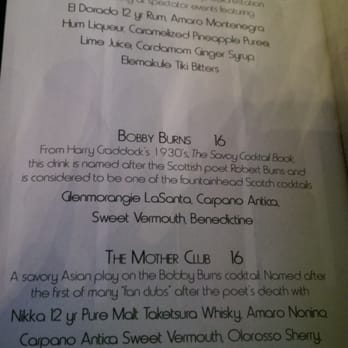 Vesper Bar - Menu - April 2015 - Lounges Near Me - Las Vegas, Nevada