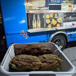 Steak jibarito and yucca fries