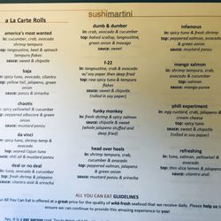 Sushi Martini - Description of our Special Rolls