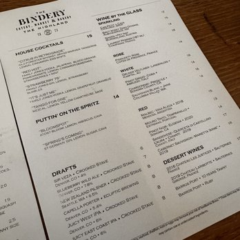 The Bindery - Menu Back - New American Near Me - Denver, Colorado The Bindery - Menu Back - New American Near Me - Denver, Colorado