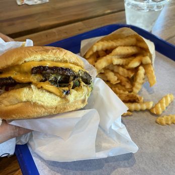 Hit the Spot - Double Cheeseburger with fry sauce on the side and large French fries. - Burgers Near Me - Portland, Oregon