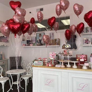LeilaLove Macarons - a display of valentine's day decorations - Desserts Near Me - Park Ridge, Illinois