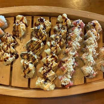 Edo Japan - Special Tuna Lover Roll Special Double Crunch Roll Special Golden Tuna Roll Special Asian Muffin Roll - Japanese Near Me - Houston, Texas Edo Japan - Special Tuna Lover Roll Special Double Crunch Roll Special Golden Tuna Roll Special Asian Muffin Roll - Japanese Near Me - Houston, Texas