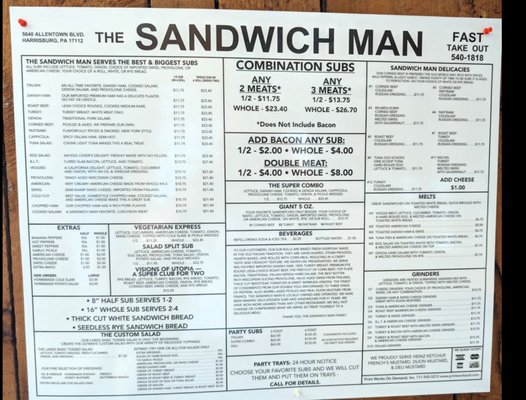 Menu photo 1 The Sandwich Man Harrisburg, PA