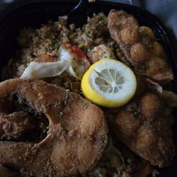 Passion T Catering - Catfish steaks with crab and shrimp fried rice