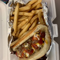 Fatty C's Dog House - Bulldog with Polish sausage and French fries.