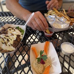 El Turkito - Choban salad, side of hummus, chicken doner wrap