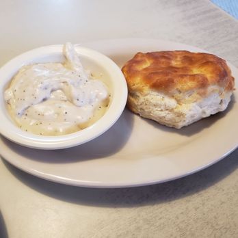 Polly Anna Cafe - Biscuit and Gravy Side (comes with the ham and eggs meal) - Cafes Near Me - Woodward, Oklahoma
