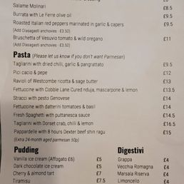 Sample menu
