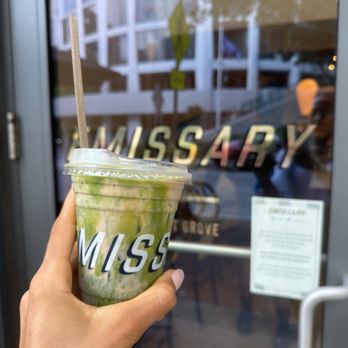 Emissary - Iced Matcha Latte with Tache Pistachio Milk - Coffee & Tea Near Me - Miami, Florida