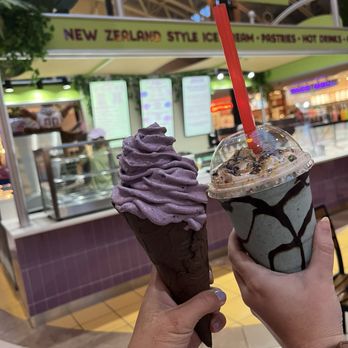 Jamun - Blueberry blended with sweet cream in dark chocolate chocolate cone and cookie monster shake - Ice Cream & Frozen Yogurt Near Me - Dulles, Virginia