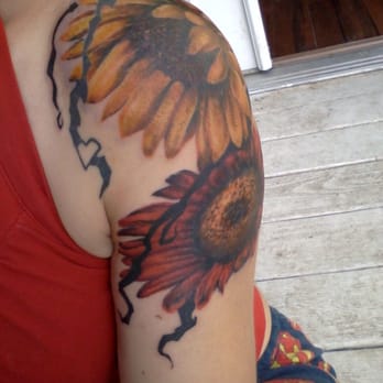 Buddha's Palm Tattoo Gallery - My sunflowers by Vince.  Thank you!!! - Tattoo Near Me - Sebastopol, California