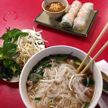 Pho 999 Reseda - Small beef pho with spring rolls and peanut sauce. - Vietnamese Near Me - Reseda, California Pho 999 Reseda - Small beef pho with spring rolls and peanut sauce. - Vietnamese Near Me - Reseda, California