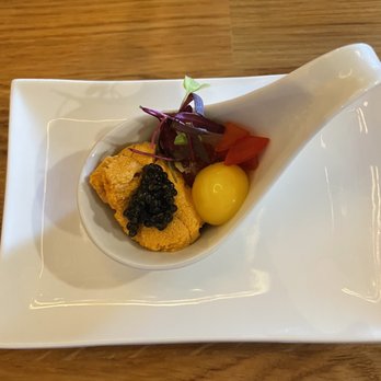 Momo Sushi - Uni caviar egg spoon - Sushi Bars Near Me - Riverside, California Momo Sushi - Uni caviar egg spoon - Sushi Bars Near Me - Riverside, California