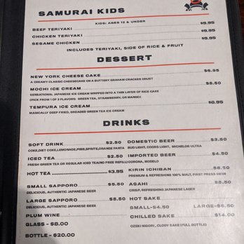 Samurai Sushi - Menu - Sushi Bars Near Me - Hanford, California Samurai Sushi - Menu - Sushi Bars Near Me - Hanford, California