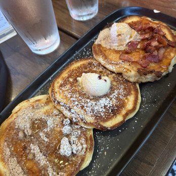 Prelude - Coffee cake pancake, regular pancake, bacon pancake - Breakfast & Brunch Near Me - Bentonville, Arkansas