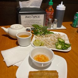 Fried egg roll and garnish
