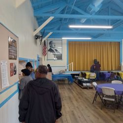 Transfiguration Church - The line for the seafood is starting to take place.