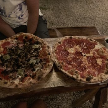 La Hydra - capricciosa pizza and diavolo (spicy salami) pizza - Bars Near Me - Tulum, ROO