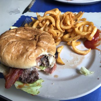 The Sunset Grille - great hamburger and seasoned curly fries - American Near Me - Belgrade, Maine The Sunset Grille - great hamburger and seasoned curly fries - American Near Me - Belgrade, Maine