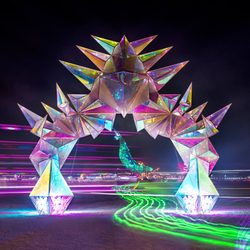 Wonderspaces San Diego - "Pulse Portal" by Davis McCarty -  a sixteen foot tall futuristic, light-bending archway that transmits an array of colors.