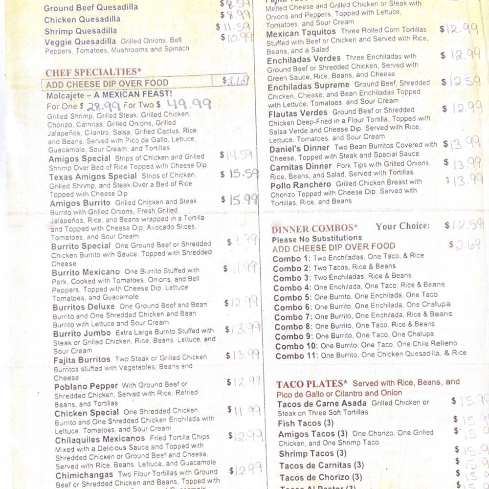2 Amigos - Menu - Mexican Near Me - Kingston, Georgia